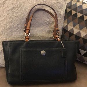 Coach Black Leather purse w/ brown leather handles